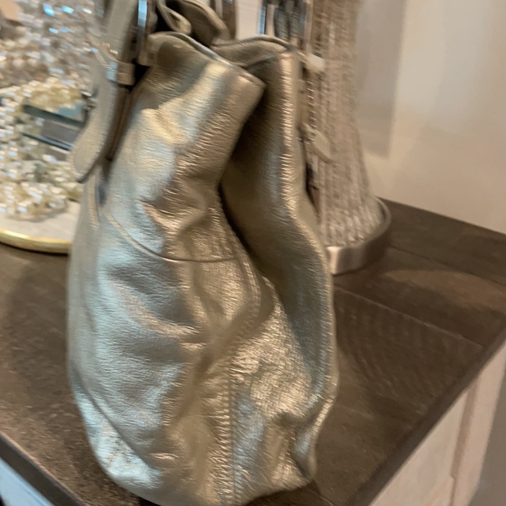 Tignanello Silver Pebble Leather Satchel - Picture 12 of 14